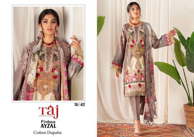 422 And 499 By Taj Embroidery Cotton Pakistani Salwar Suits Wholesale Price In Surat
